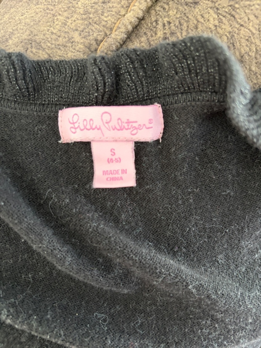 Lilly Pulitzer Black Shimmer Ruffle Cardigan Size S (4–5) Open Front Sweater - Picture 4 of 7